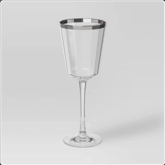 Target Other - Threshold Silver Rim Wine Glasses – Set of 2 Elegant Faceted Glassware s13